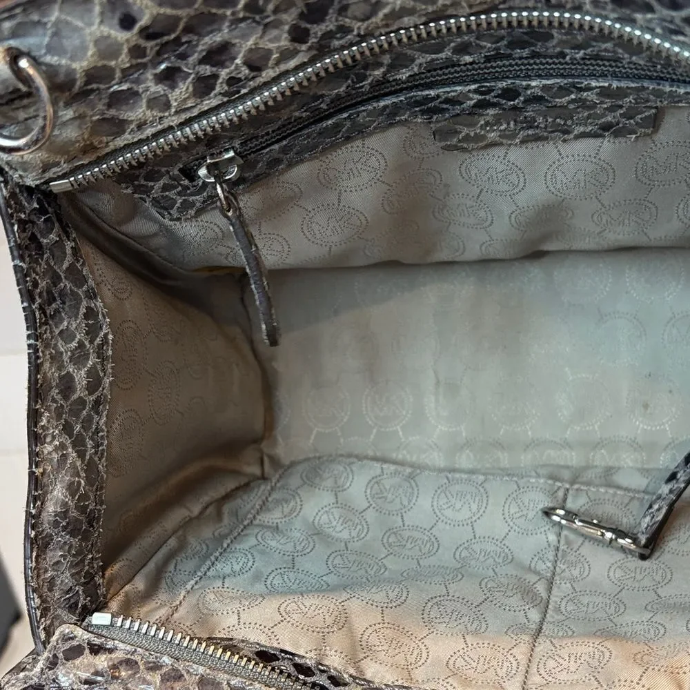 Michael Kors Purse Bag Handbag Snakeskin Selma Python Convertible Tote Satchel